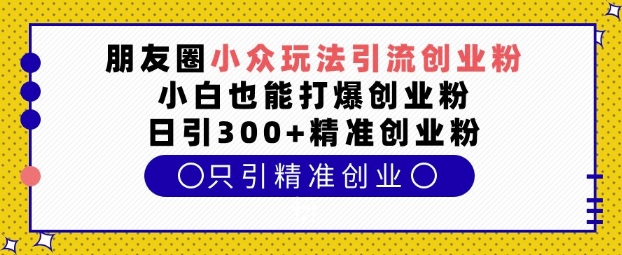 朋友圈小众玩法引流创业粉，小白也能打爆创业粉，日引300+精准创业粉-七量思维
