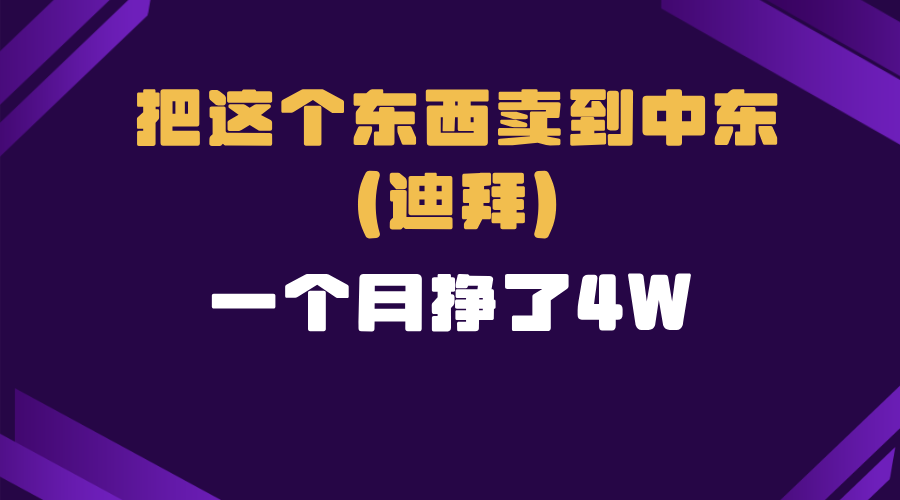 （13740期）跨境电商一个人在家把货卖到迪拜，暴力项目拆解-七量思维