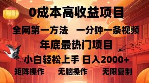 （13723期）0成本高收益蓝海项目，一分钟一条视频，年底最热项目，小白轻松日入…-七量思维