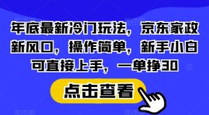 年底最新冷门玩法，京东家政新风口，操作简单，新手小白可直接上手，一单挣30-七量思维