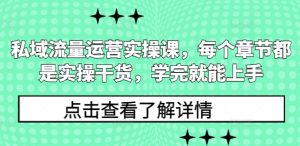 私域流量运营实操课,每个章节都是实操干货,学完就能上手-七量思维