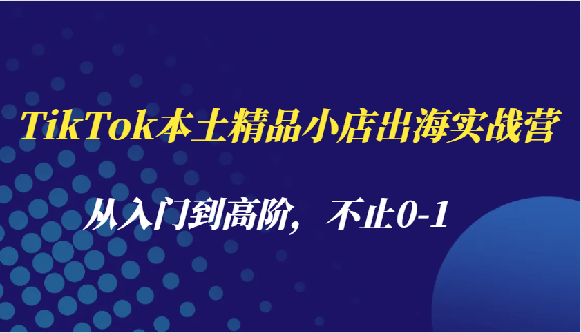 TikTok本土精品小店出海实战营，从入门到高阶，不止0-1-七量思维