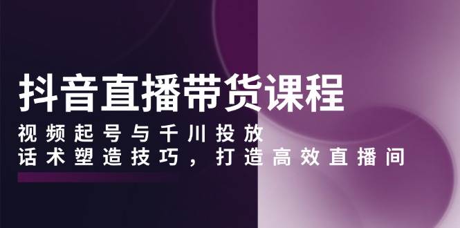 抖音直播带货课程，视频起号与千川投放，话术塑造技巧，打造高效直播间-七量思维