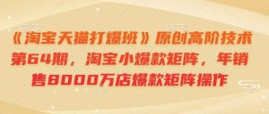 《淘宝天猫打爆班》原创高阶技术第64期,淘宝小爆款矩阵,年销售8000万店爆款矩阵操作-七量思维