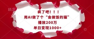 疯了吧!用AI做了个“会做饭的猫”,播放200万,单日变现1k-七量思维