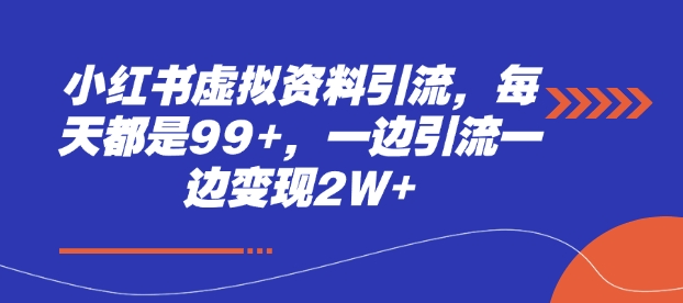 小红书虚拟资料引流，每天都是99+，一边引流一边变现2W+-七量思维