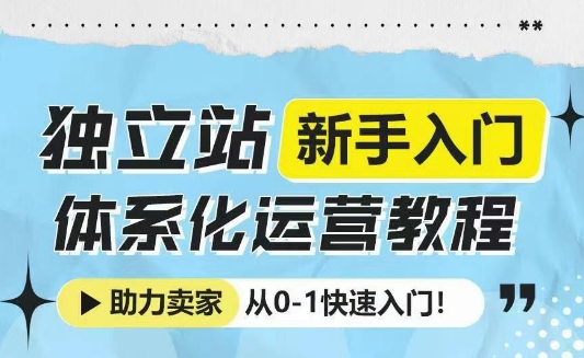 独立站新手入门体系化运营教程，助力独立站卖家从0-1快速入门!-七量思维