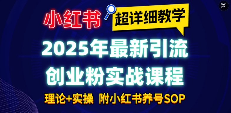 2025年最新小红书引流创业粉实战课程【超详细教学】小白轻松上手，月入1W+，附小红书养号SOP-七量思维