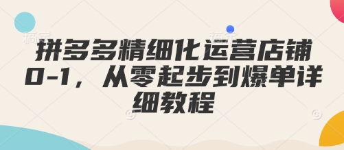 拼多多精细化运营店铺0-1，从零起步到爆单详细教程-七量思维