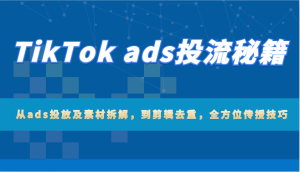 TikTok ads投流秘籍：从ads投放及素材拆解，到剪辑去重，全方位传授技巧-七量思维