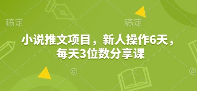 小说推文项目，新人操作6天，每天3位数分享课-七量思维