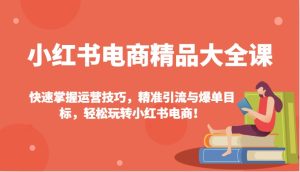 小红书电商精品大全课:快速掌握运营技巧,精准引流与爆单目标,轻松玩转小红书电商!-七量思维