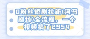 0粉丝短剧拉新(河马剧场)全流程，一个视频搞了2954-七量思维