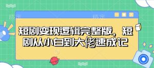 短剧变现逻辑完整版,短剧从小白到大佬速成记-七量思维