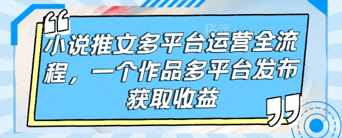 小说推文多平台运营全流程，一个作品多平台发布获取收益-七量思维