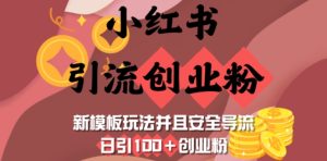 小红书引流创业粉，新模板玩法并且安全导流，日引100+创业粉-七量思维