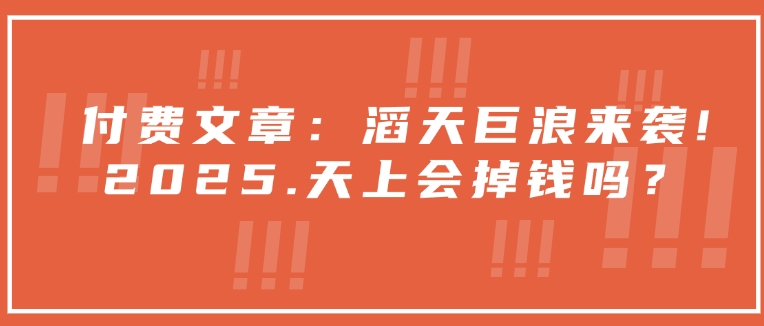 付费文章：滔天巨浪来袭！2025天上会掉钱吗？-七量思维