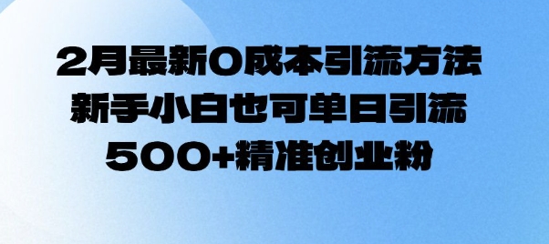 2月最新0成本引流方法，新手小白也可单日引流500+精准创业粉-七量思维