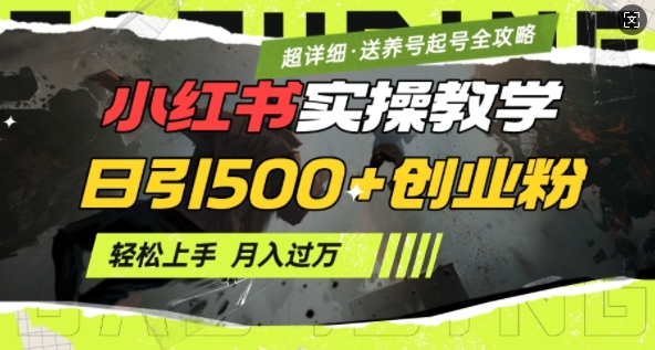 2月小红书最新日引500+创业粉实操教学【超详细】小白轻松上手，月入1W+，附小红书养号起号SOP-七量思维