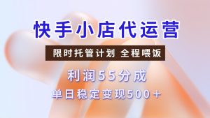快手小店代运营，限时托管计划，收益55分，单日稳定变现500+-七量思维