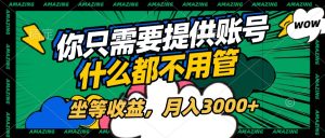 账号全程托管,你只需要提供账号,什么都不用管,坐等收益,月入3000+-七量思维