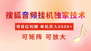 全网首发【搜狐音频挂机】独家技术，项目红利期，可矩阵可放大，稳定月入8000+-七量思维