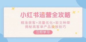 小红书运营全攻略，精准获客+流量优化+软文种草，揭秘高客单产品投放技巧-七量思维