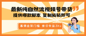 最新纯自然流视频号带货,提供爆款脚本简单 复制粘贴即可,高佣金低门槛,单日收益3K+-七量思维