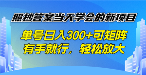 照抄答案当天学会的新项目，单号日入300 +可矩阵，有手就行，轻松放大-七量思维