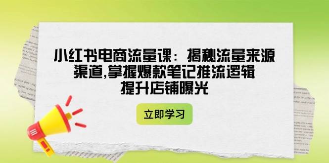 小红书电商流量课：揭秘流量来源渠道,掌握爆款笔记推流逻辑,提升店铺曝光-七量思维