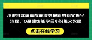 小说推文短篇故事混剪最新剪辑实操全流程,0基础也能学会小说推文教程,肯干多发日入多张-七量思维