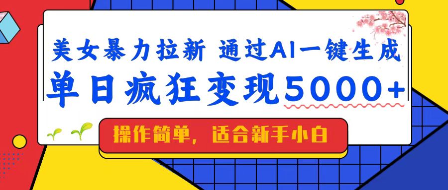 美女暴力拉新，通过AI一键生成，单日疯狂变现5000+，纯小白一学就会！-七量思维