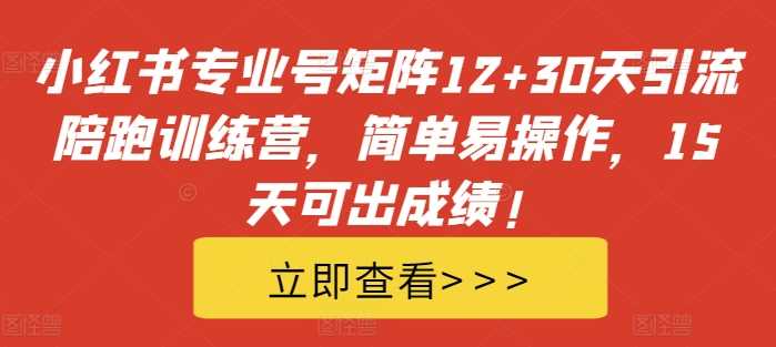 小红书专业号矩阵12+30天引流陪跑训练营，简单易操作，15天可出成绩!-七量思维