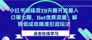 小红书训练营28天撕开流量入口第七期,Get优质流量,解锁低成本精准引流玩法-七量思维