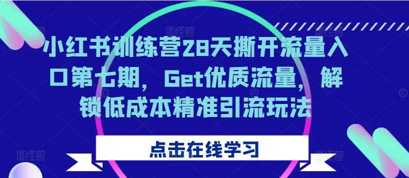 小红书训练营28天撕开流量入口第七期，Get优质流量，解锁低成本精准引流玩法-七量思维