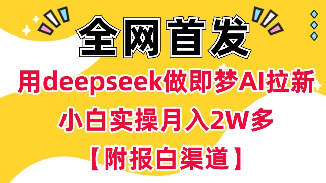 用deepseek做即梦Ai拉新 小白实操月入过W+【附报白渠道】-七量思维