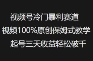 视频号冷门暴利赛道视频100%原创保姆式教学起号三天收益轻松破千-七量思维