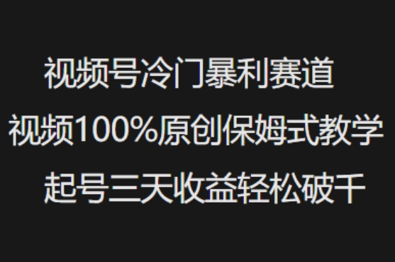 视频号冷门暴利赛道视频100%原创保姆式教学起号三天收益轻松破千-七量思维