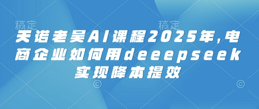 天诺老吴AI课程2025年，电商企业如何用deeepseek实现降本提效-七量思维