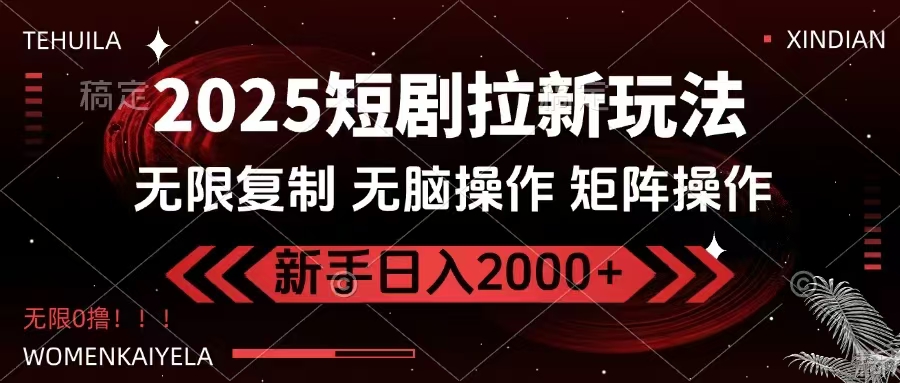 2025短剧拉新玩法，无需注册登录，无限0撸，无脑批量操作日入2000+-七量思维