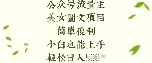 流量主长期收益项目，美女图片简单复制，小白也能上手，轻松日入5张-七量思维