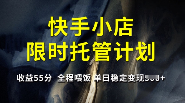 快手小店限时托管计划，收益55分，全程喂饭，单日稳定变现5张【揭秘】-七量思维