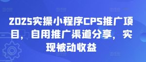 2025实操小程序CPS推广项目,自用推广渠道分享,实现被动收益-七量思维