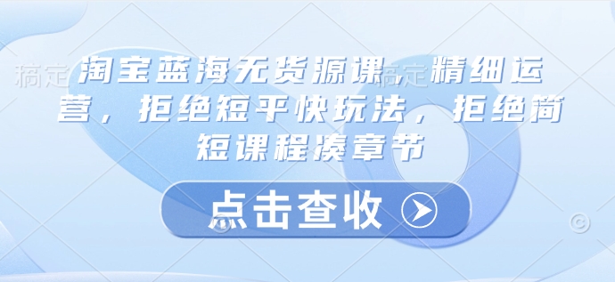 淘宝蓝海无货源课，精细运营，拒绝短平快玩法，拒绝简短课程凑章节-七量思维