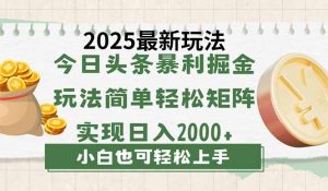 今日头条2025最新玩法,思路简单,复制粘贴,轻松实现矩阵日入2000+-七量思维
