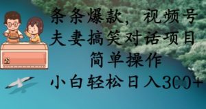 条条爆款，视频号夫妻搞笑对话项目，简单操作，小白轻松日入3张+-七量思维