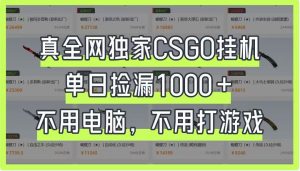 真全网独家CSGO挂机，单日捡漏1000+，不用电脑，不用养号-七量思维