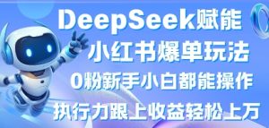 DeepSeek赋能小红书爆单玩法0粉新手小白都能操作,执行力跟上收益轻松上W,懒人勿做-七量思维