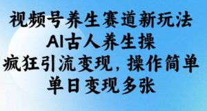 视频号养生赛道新玩法，AI古人养生操，疯狂引流变现，操作简单，单日变现多张-七量思维