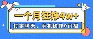 一个月狂挣4w+,打字聊天,手机操作0门槛,新手小白都能做!-七量思维